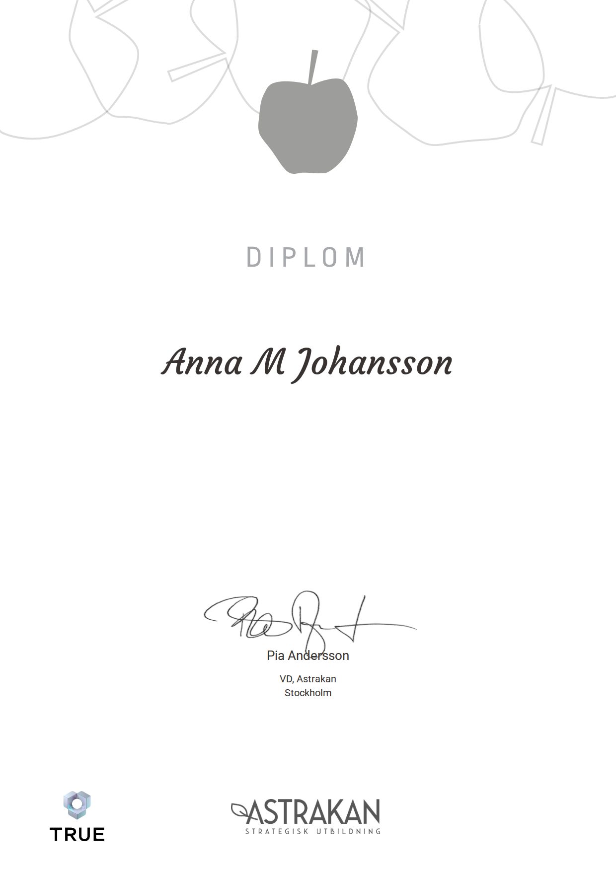 Exempel: diplom för Agil utveckling från Astrakan