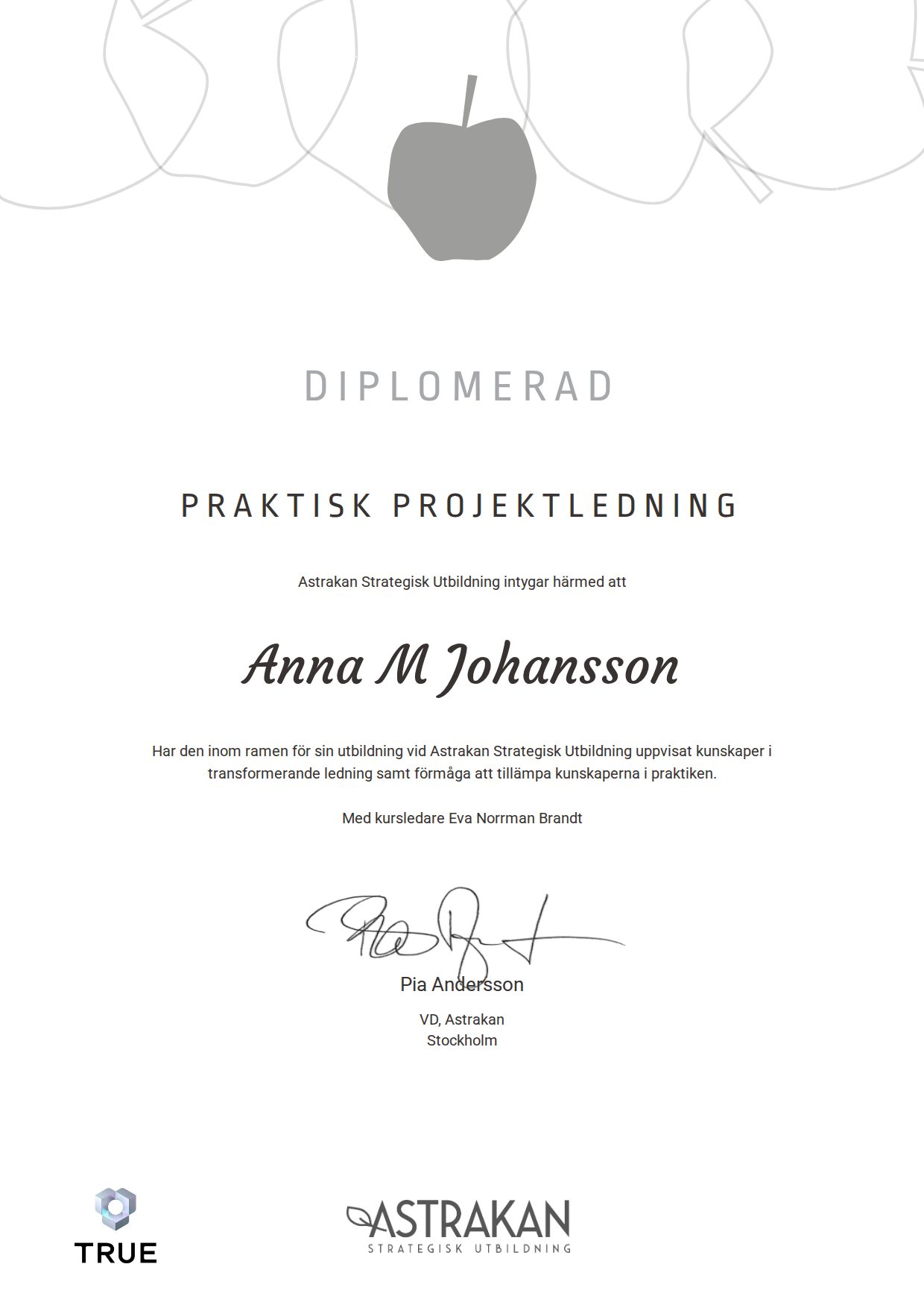 Exempel: diplom för Kravanalytiker från Astrakan