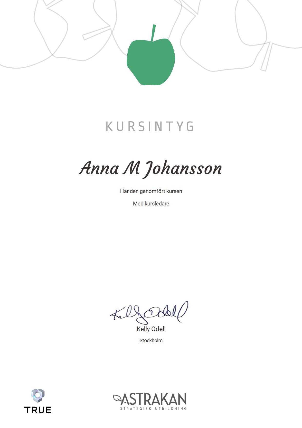 Exempel: diplom för Astrakans projektledarprogram mot IPMA-certifiering från Astrakan