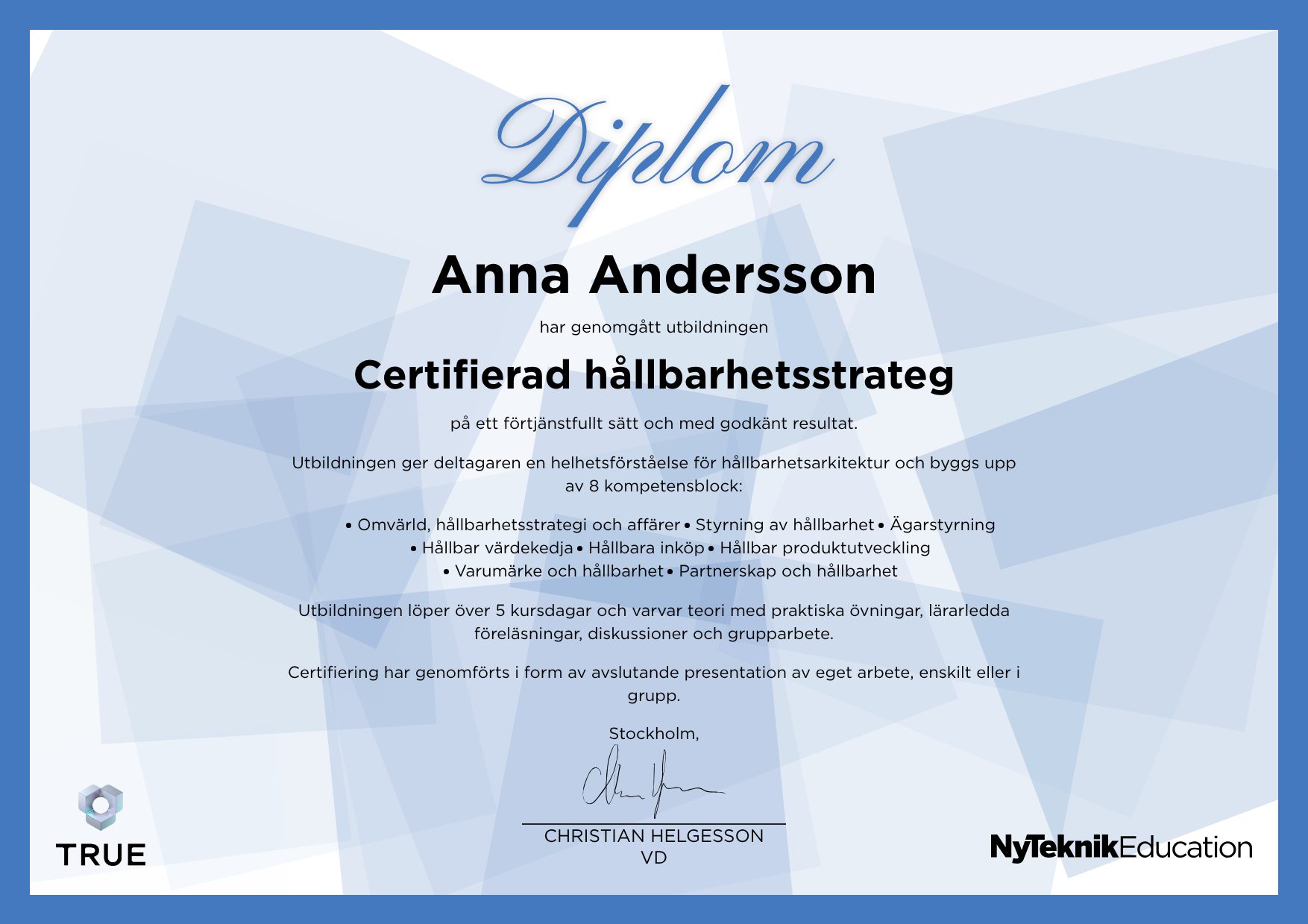 Exempel: diplom för Generativ AI som programmeringsverktyg från Ny Teknik Education