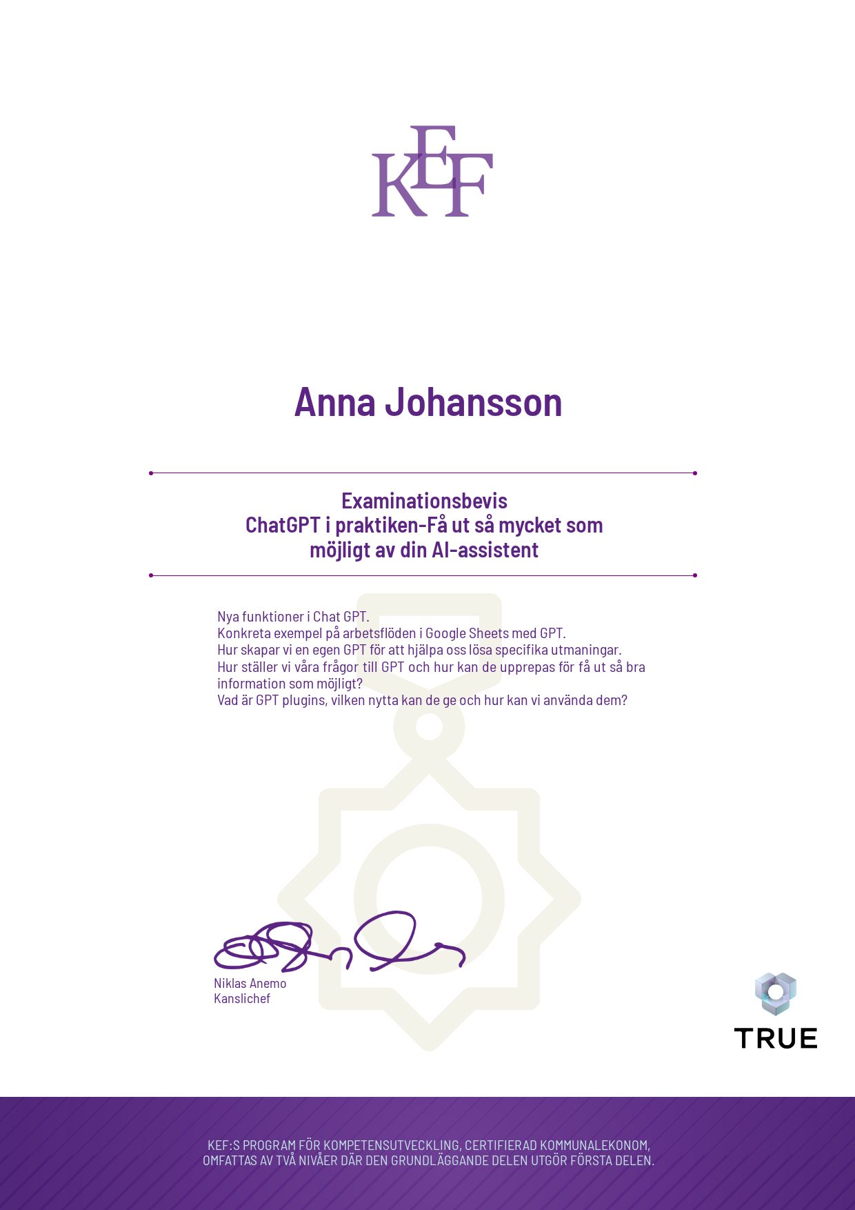 Exempel: diplom för ChatGPT i praktiken-Få ut så mycket som möjligt av din AI-assistent från KEF - Kommualekonomernas förening