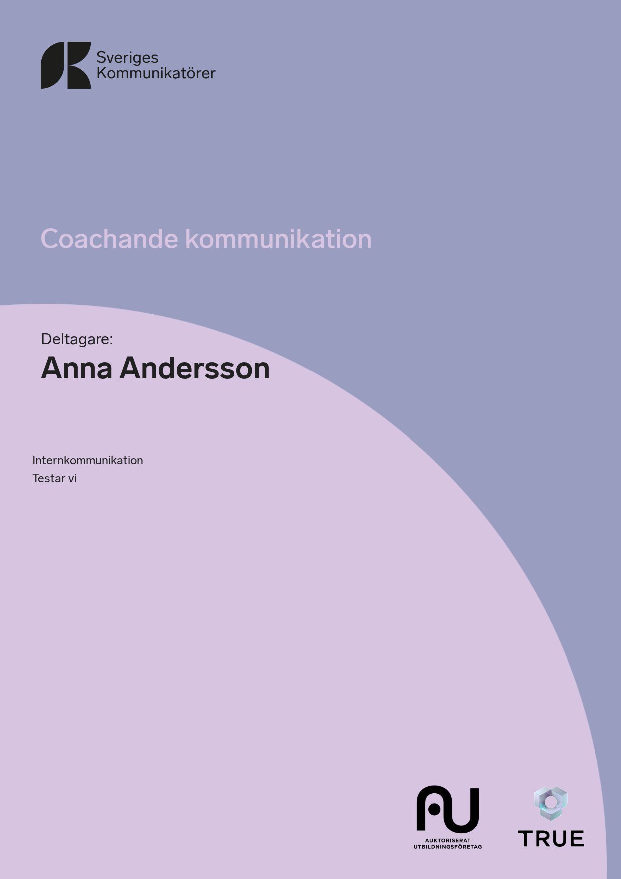 Exempel: diplom för Coachande kommunikation från Sveriges Kommunikatörer