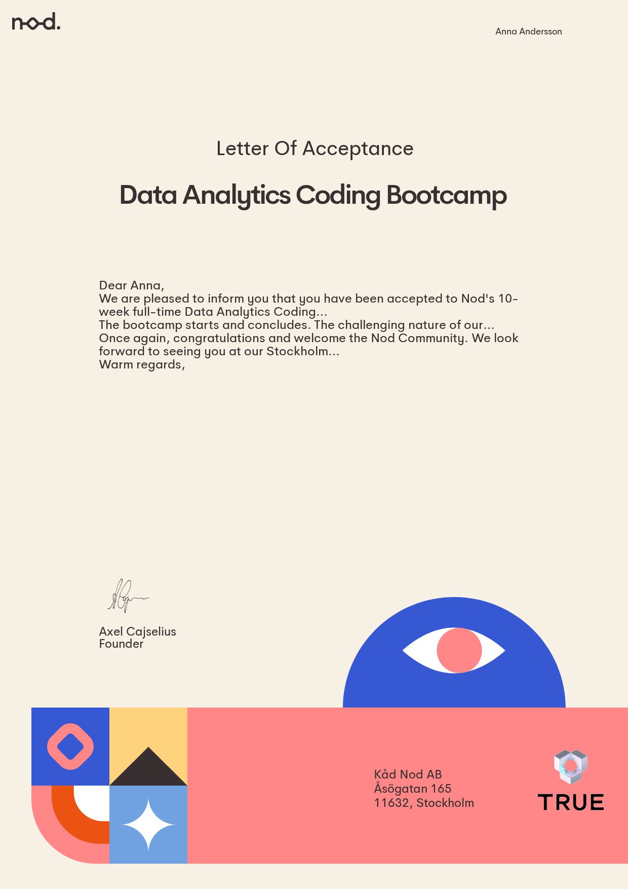 Exempel: diplom för Data Analytics
Coding Bootcamp från NodCoding