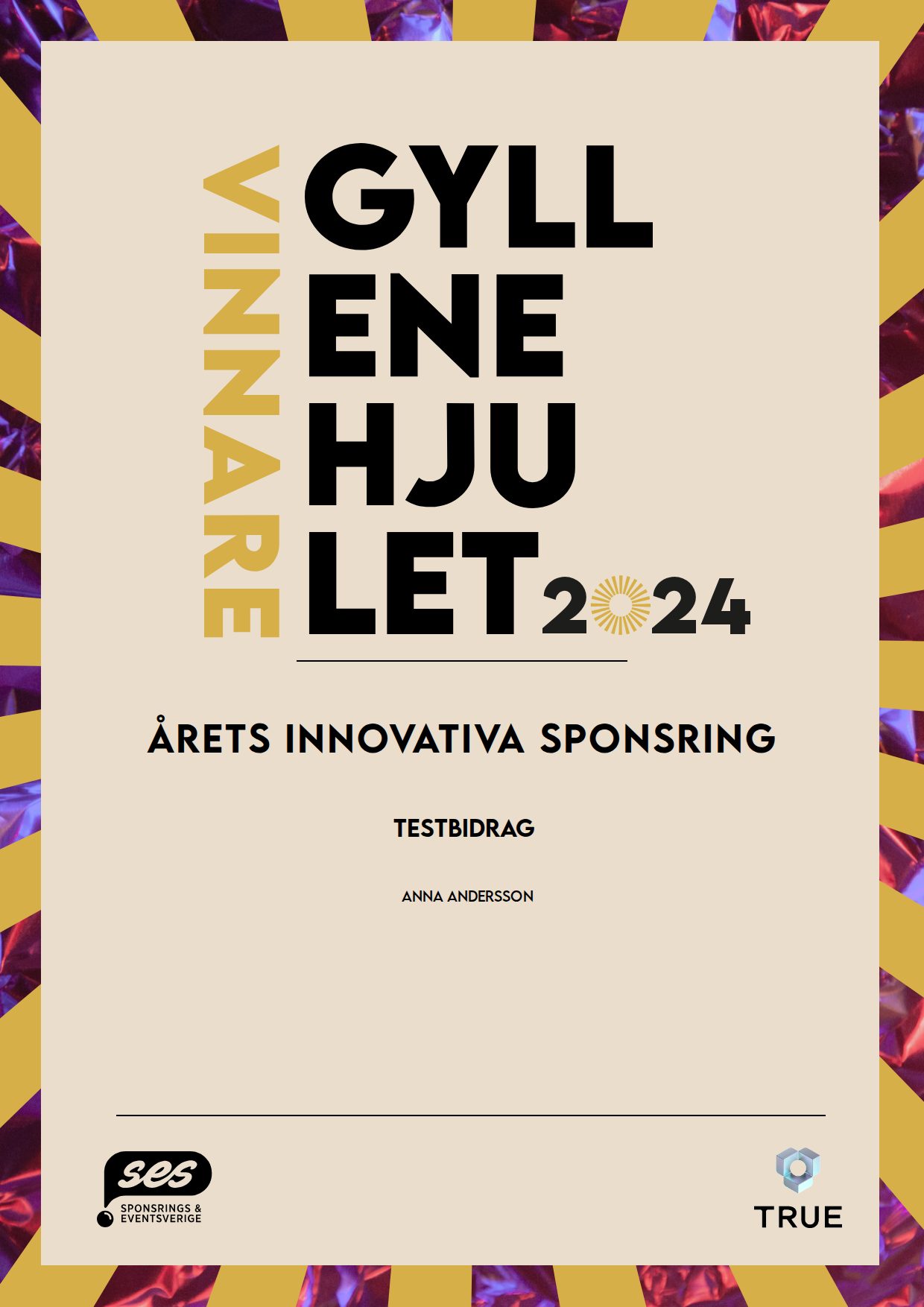 Exempel: intyg från SES, med platshållarnamn