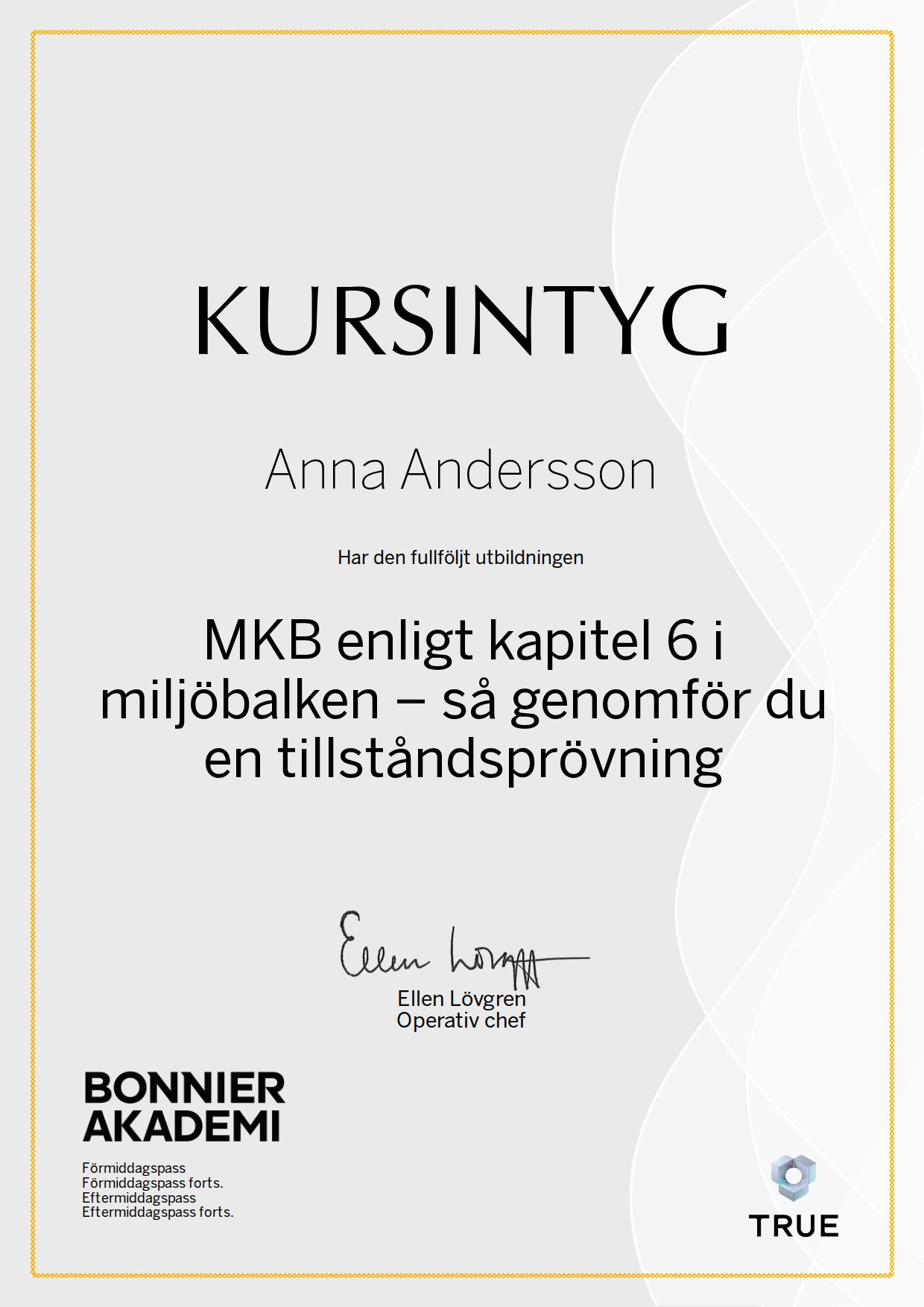 Exempel: diplom för MKB enligt kapitel 6 i miljöbalken – så genomför du en tillståndsprövning från Bonnier Akademi
