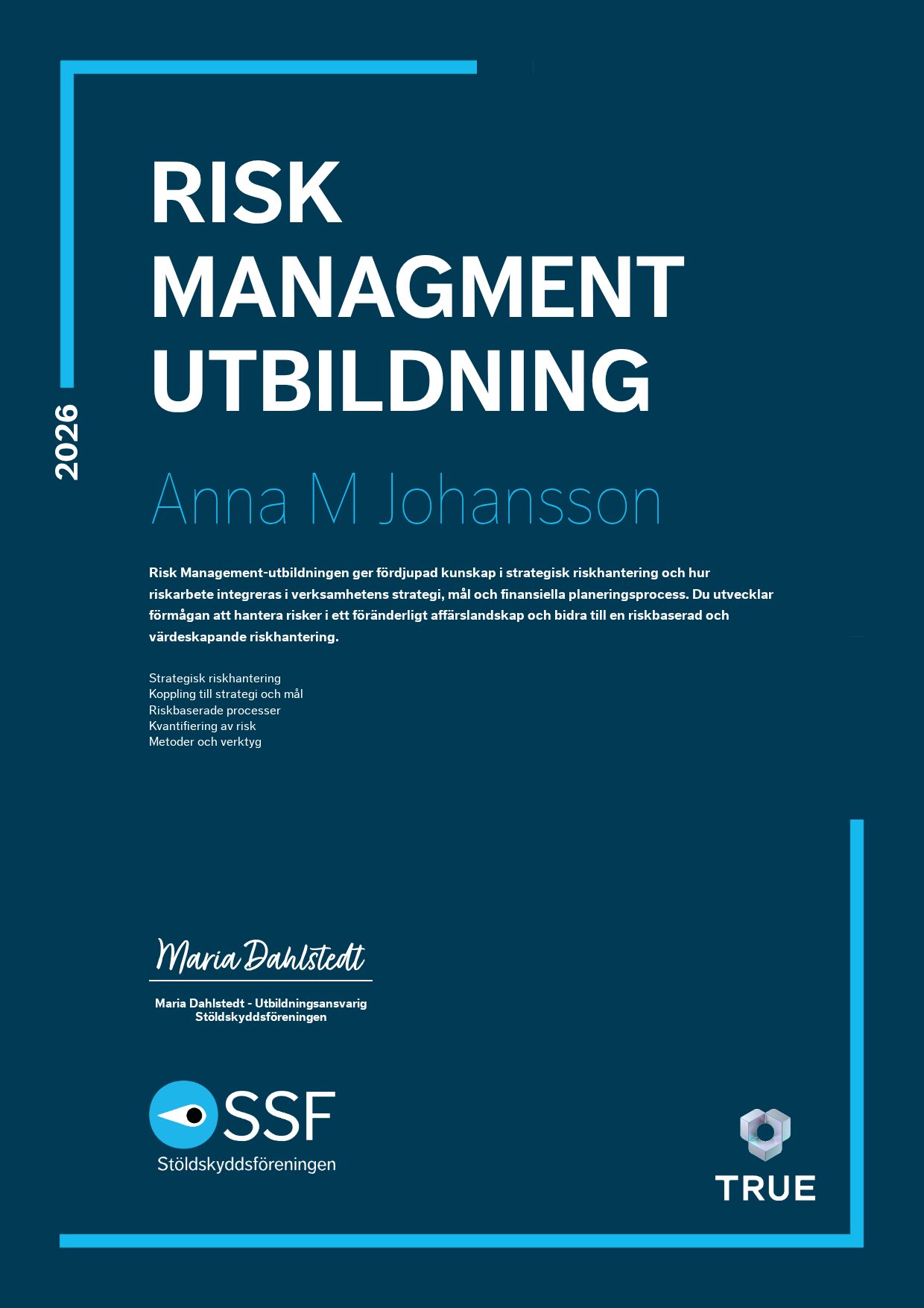 Exempel: diplom för Risk Managment utbildning från SSF - Svenska Stöldskyddsföreningen